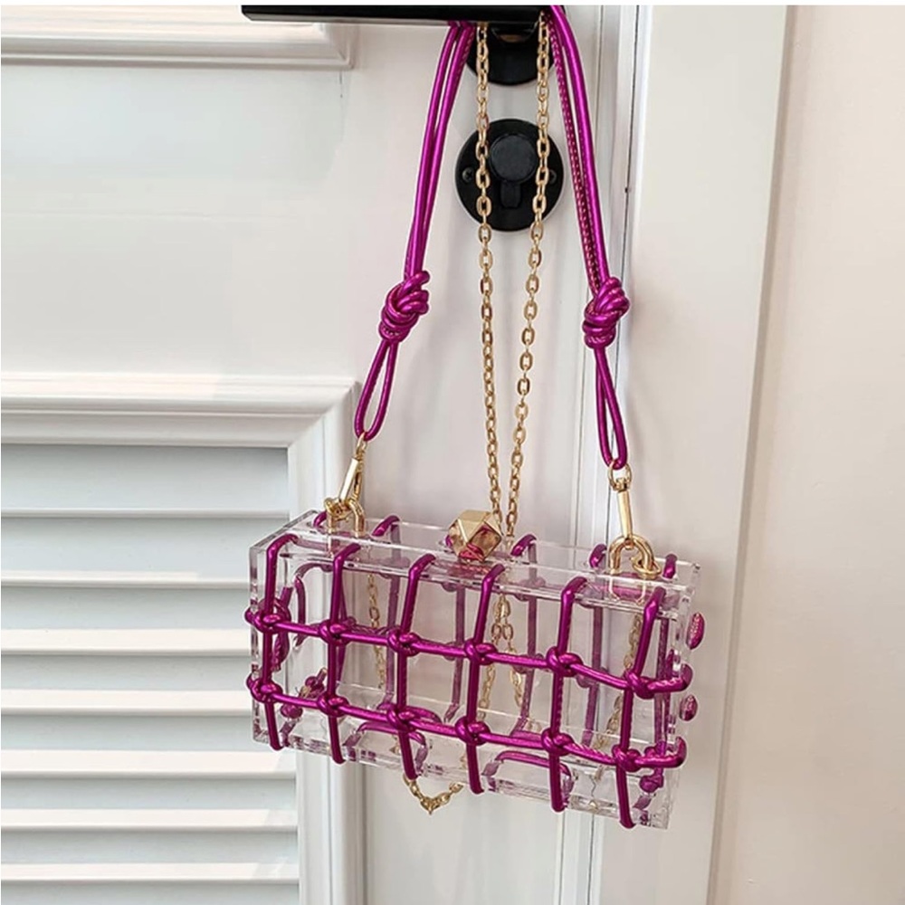 Hot Pink & Clear Acrylic Clutch View 5